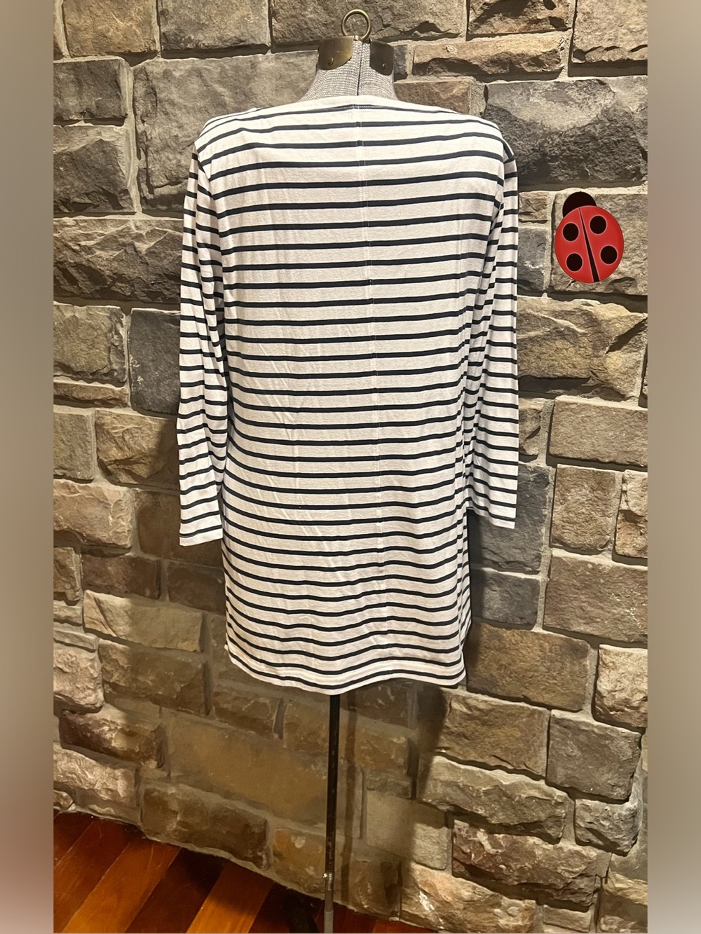 Duluth Striped Boatneck Tunic Top - Navy and White Large - Picture 2 of 4